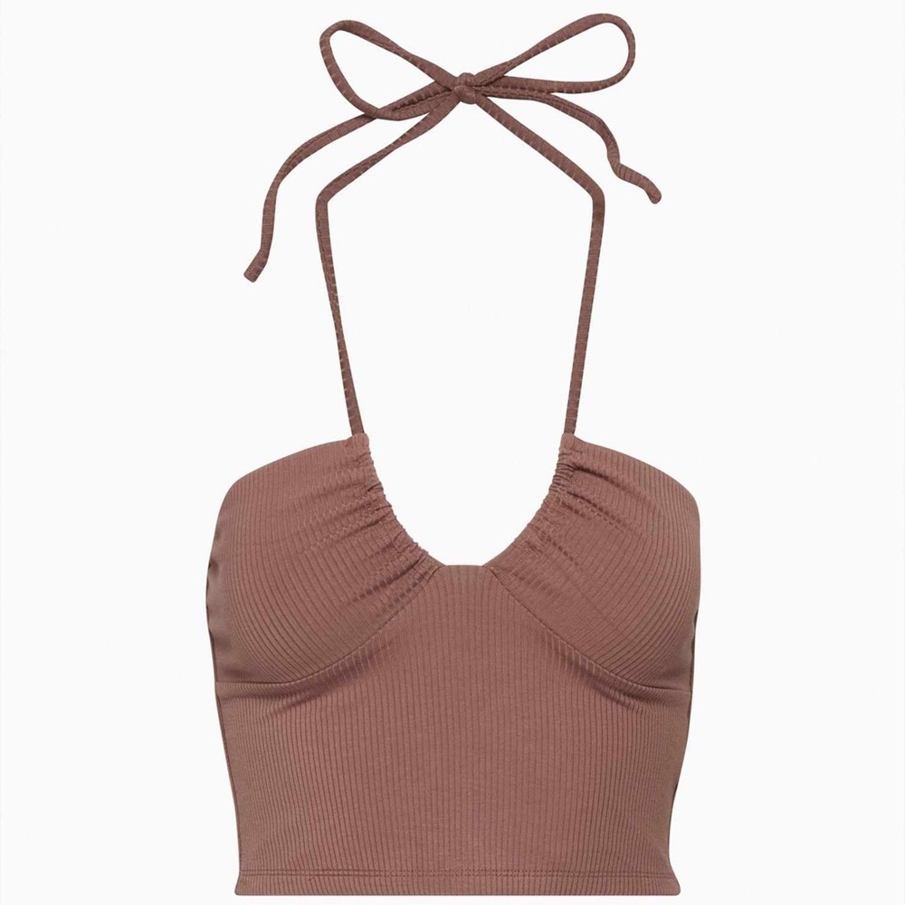 Aritzia Wilfred Merci Halter Top brown
